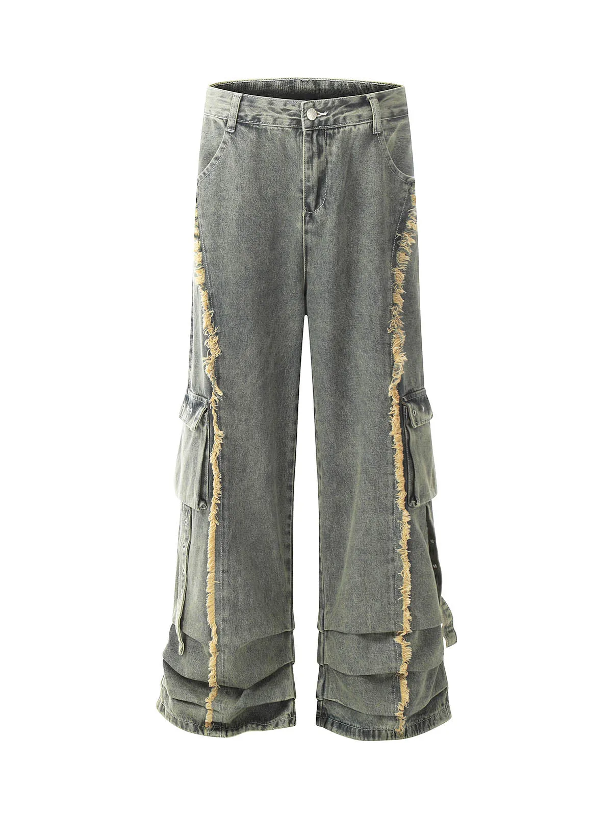 Thesupermade Distressed Raw Edge Baggy Jeans sold by Thesupermade