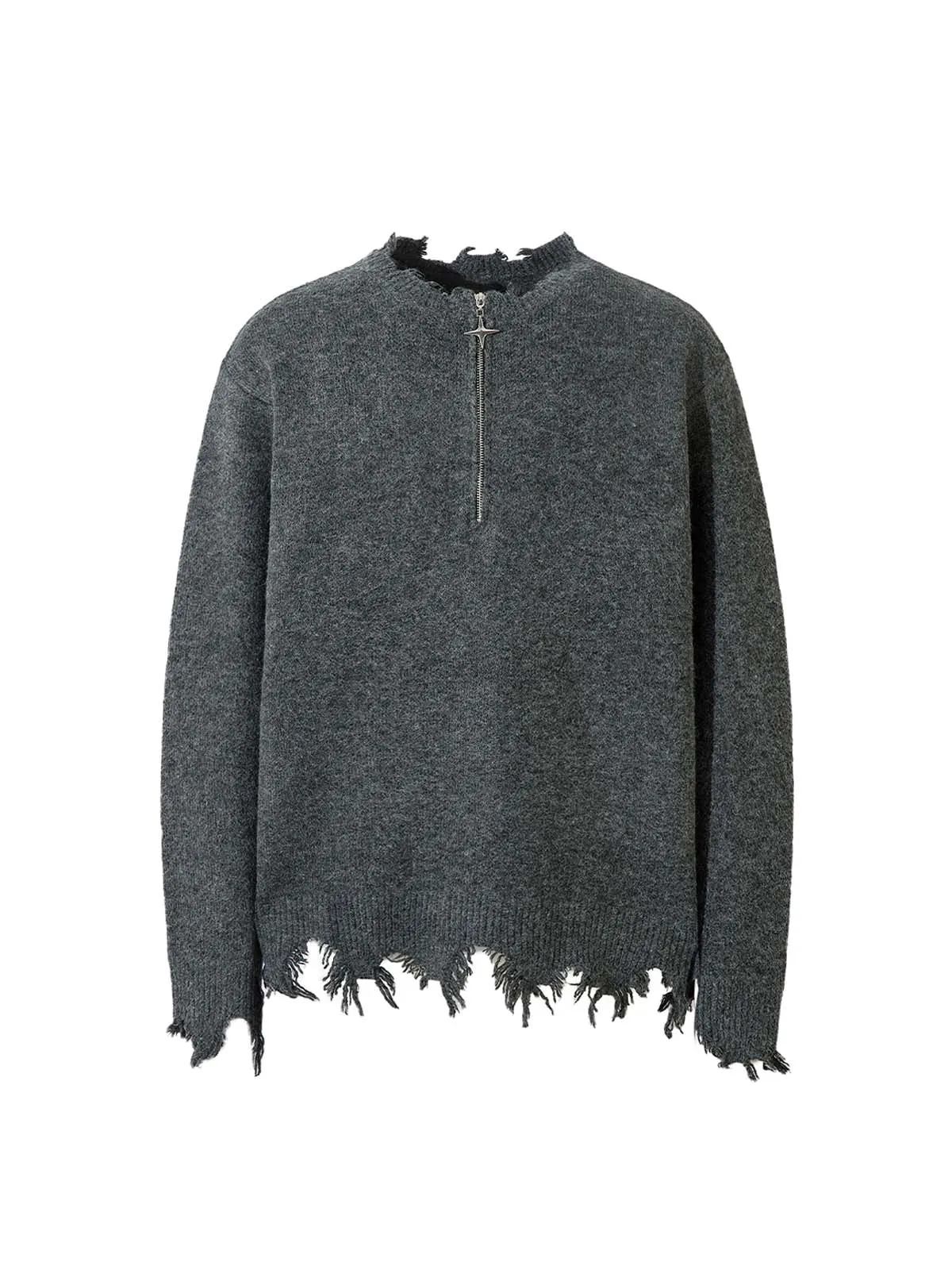 Distressed Quarter Zip Sweater sold by Thesupermade product image thumbnail 2