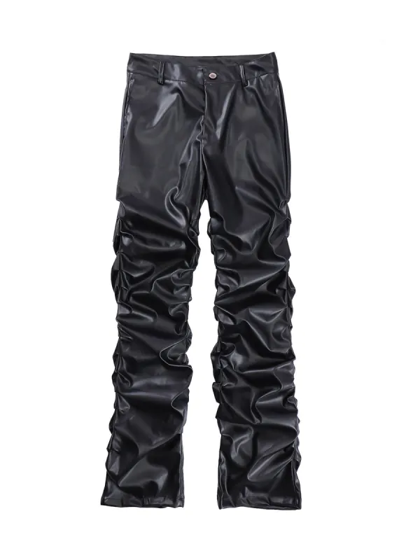 Thesupermade Punk Style Pleated Leather Pants - 2195 sold by Thesupermade