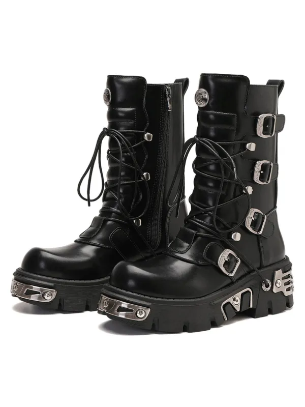 Thesupermade Metal Punk Style Workwear Platform Boots - 2199 sold by Thesupermade
