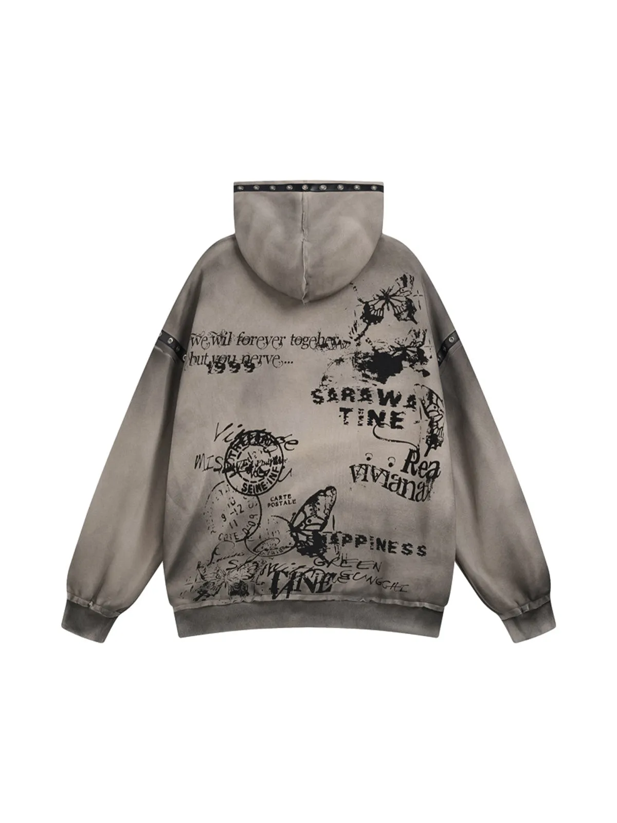 Wasteland Style Distressed Graffiti Hoodie sold by Thesupermade product image thumbnail 4