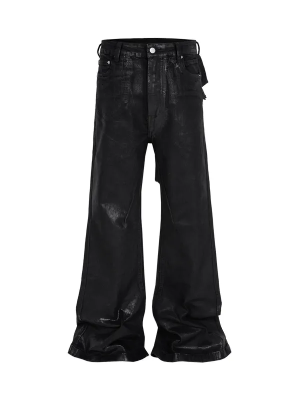 Thesupermade Black Wax Coated Flare Jeans - 2212 sold by Thesupermade