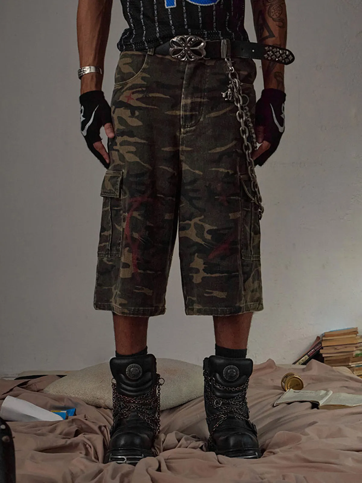 Thesupermade Multi Pockets Camo Jorts sold by Thesupermade