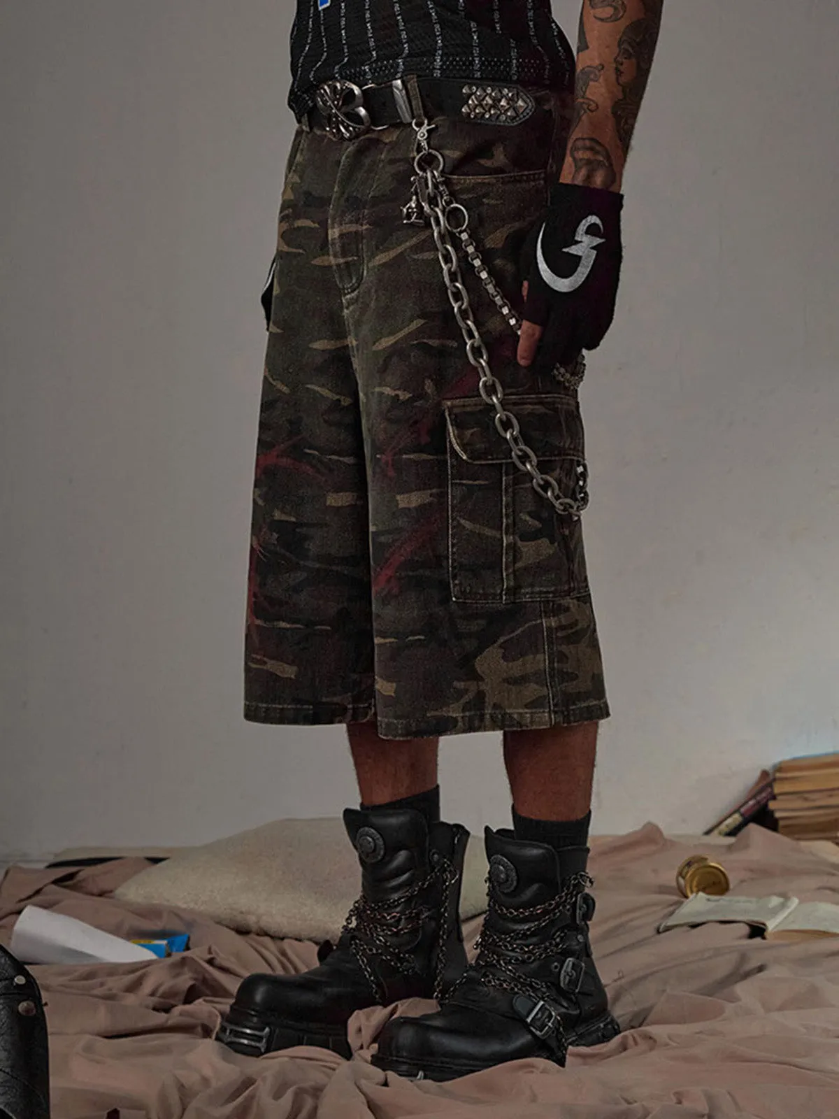 Thesupermade Multi Pockets Camo Jorts sold by Thesupermade product image thumbnail 5