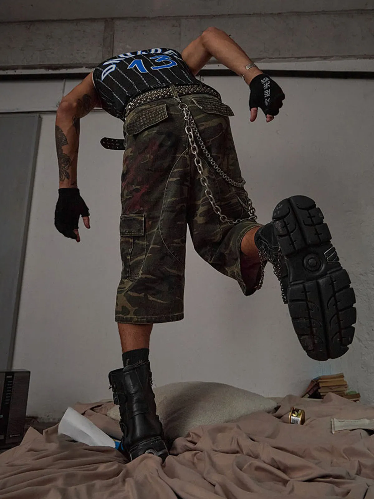 Thesupermade Multi Pockets Camo Jorts sold by Thesupermade product image thumbnail 2