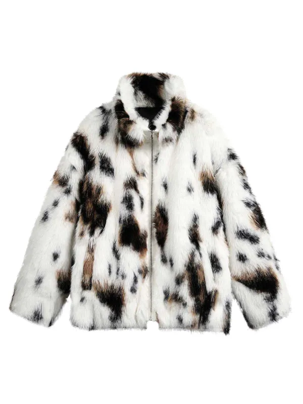 Thesupermade Contrast Color Faux Fur Jacket sold by Thesupermade