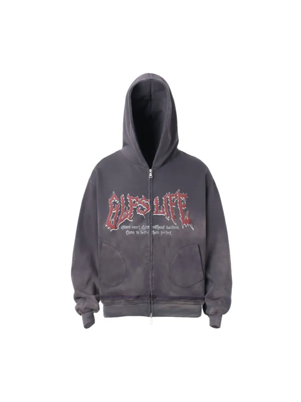 Thesupermade Distressed Double Zip Up Hoodie sold by Thesupermade