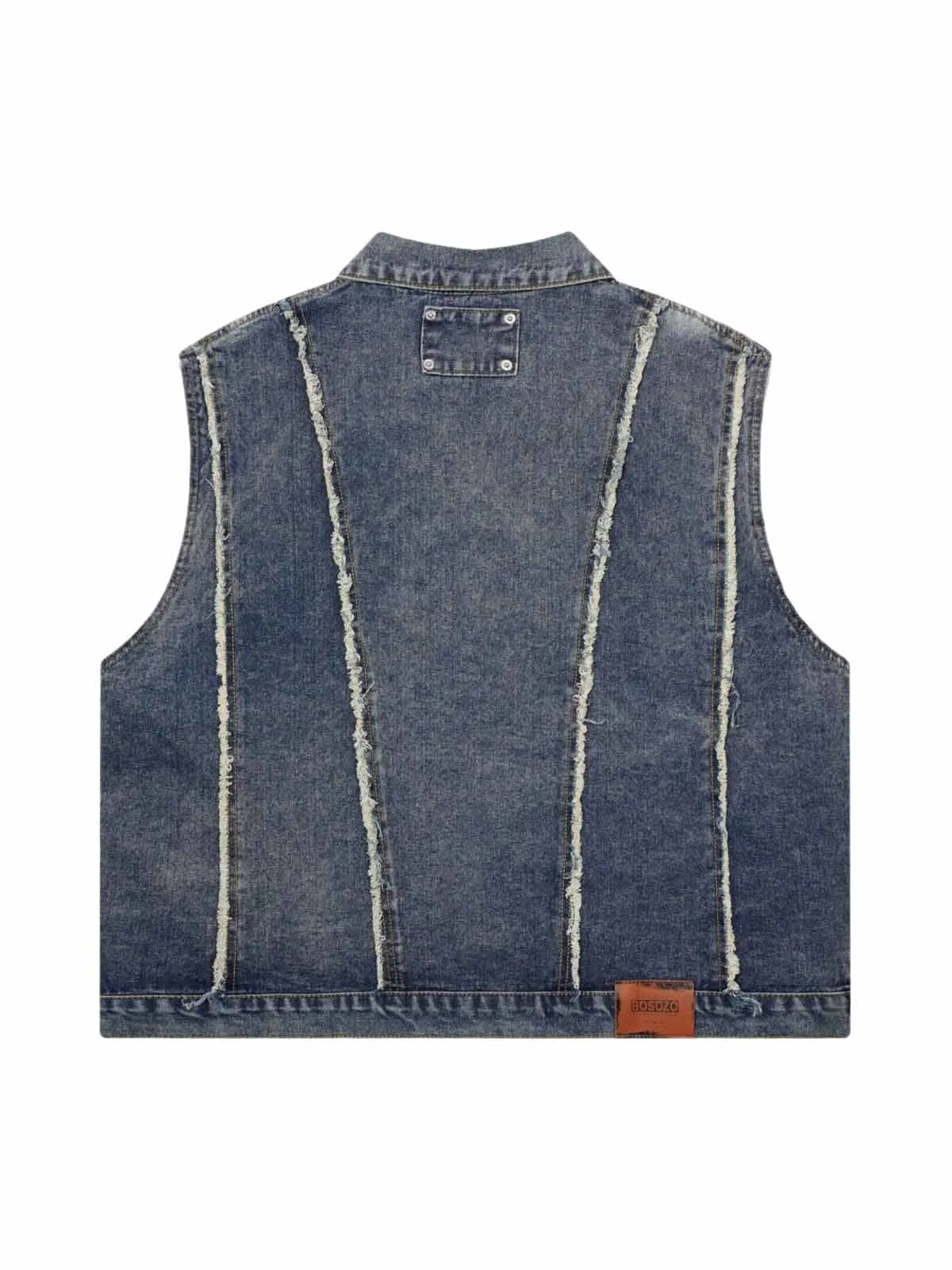 Thesupermade Raw Edge split Washed Denim Vest sold by Thesupermade product image thumbnail 4