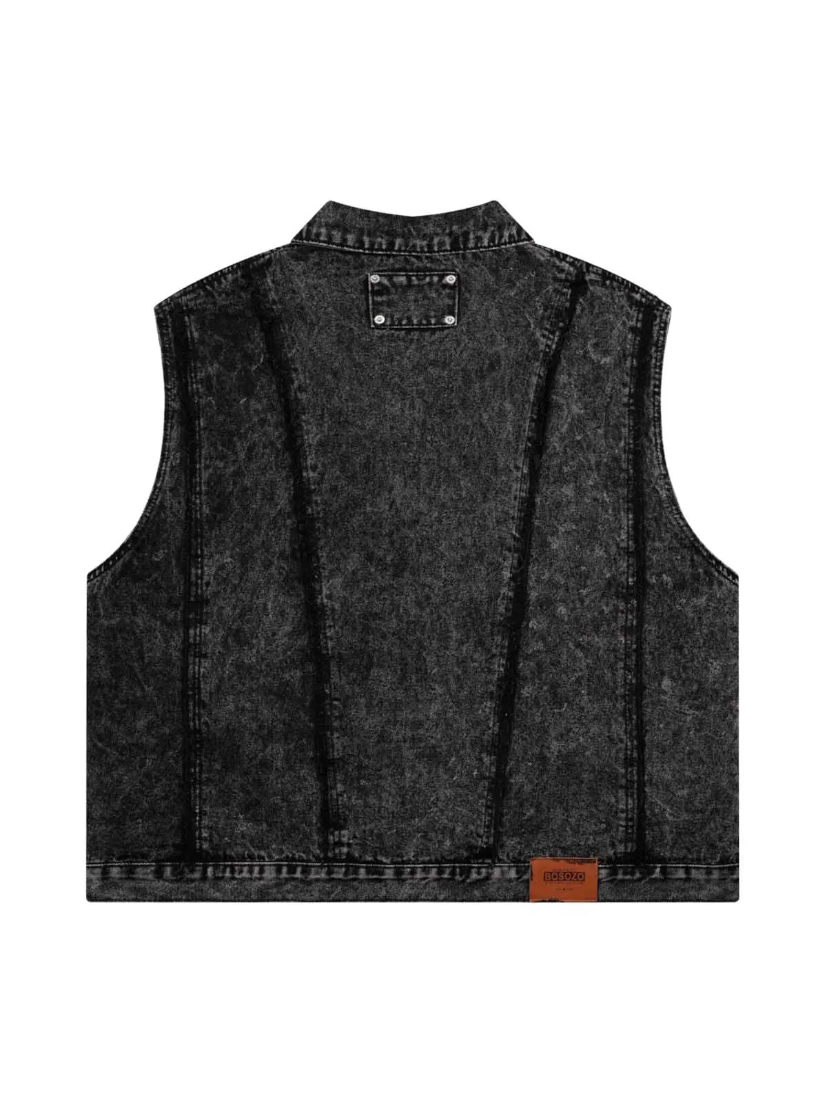 Thesupermade Raw Edge split Washed Denim Vest sold by Thesupermade product image thumbnail 3