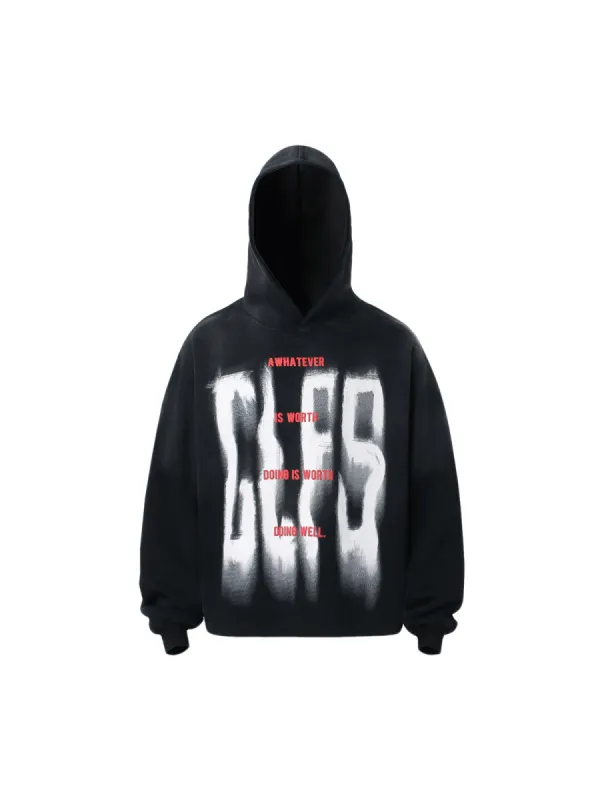 Thesupermade Gradient Blur Letter Hoodie sold by Thesupermade
