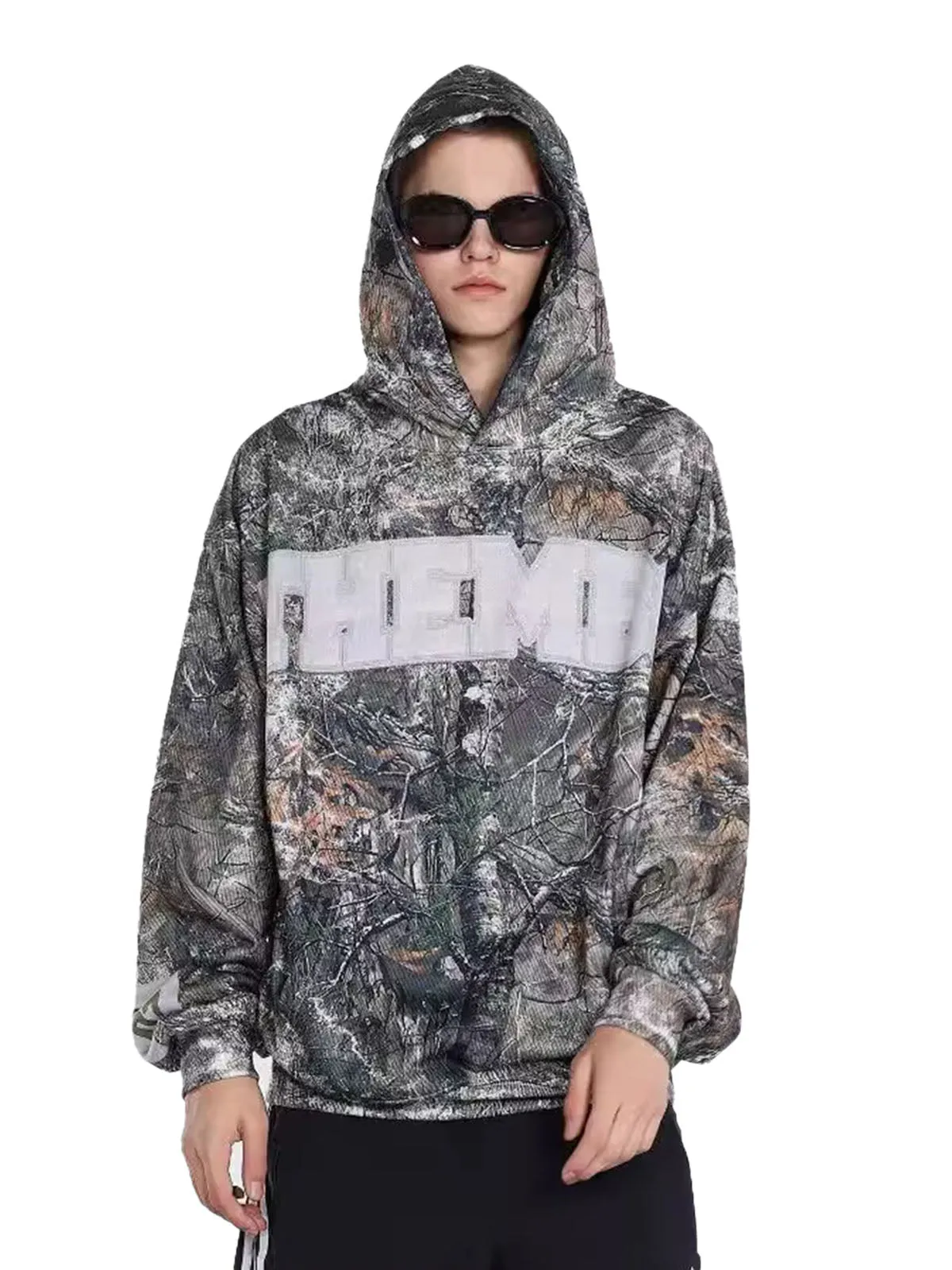 Thesupermade Retro Leaf Camouflage Patchwork Hoodie sold by Thesupermade product image thumbnail 2