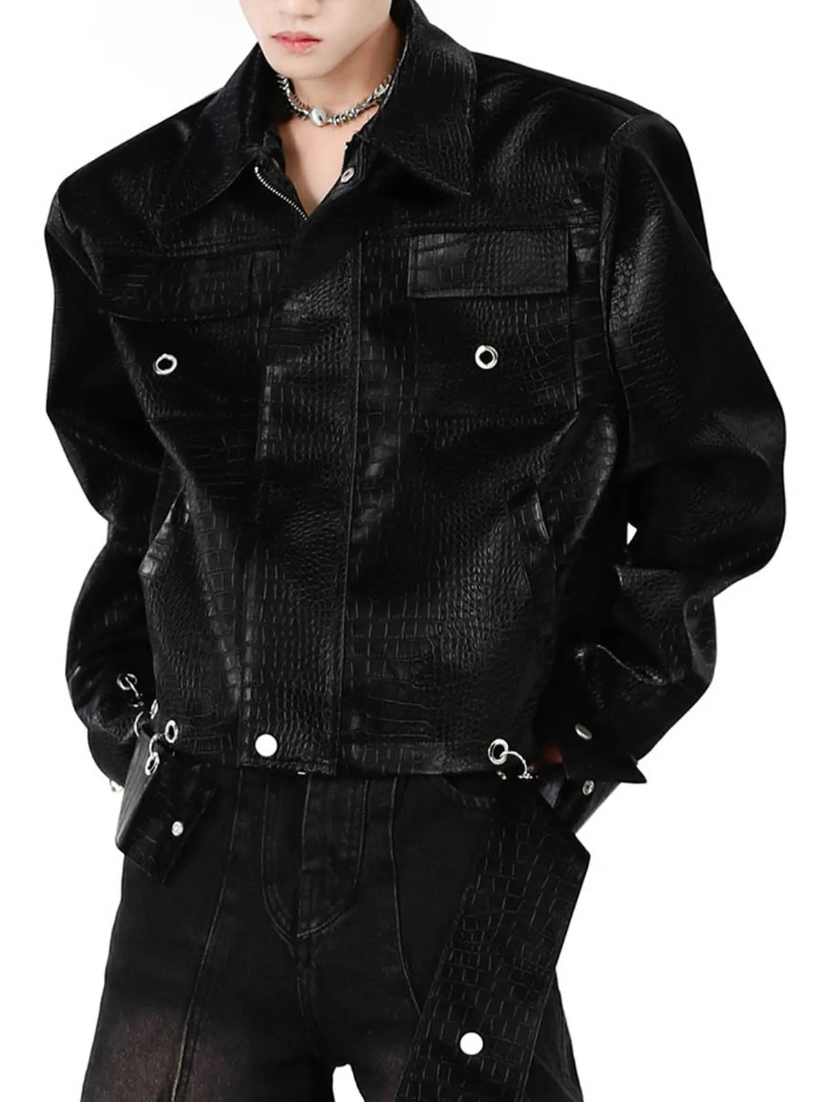 Thesupermade Shoulder Pad PU Leather Jacket - 2305 sold by Thesupermade product image thumbnail 5