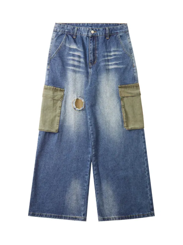 Thesupermade Homemade Large Pocket Cargo Jeans sold by Thesupermade