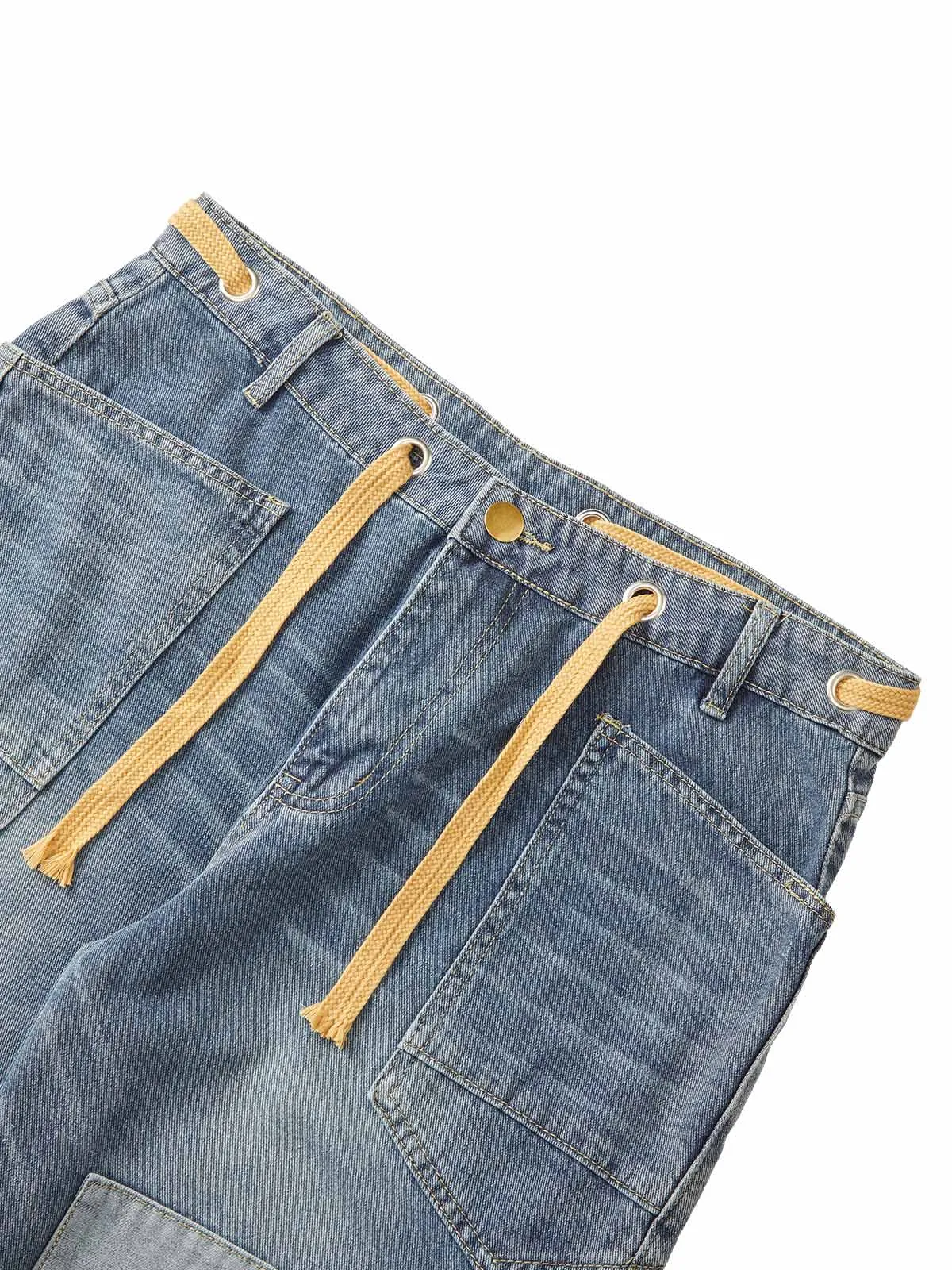 Thesupermade Drawstring Denim Patch Washed Jeans sold by Thesupermade product image thumbnail 3