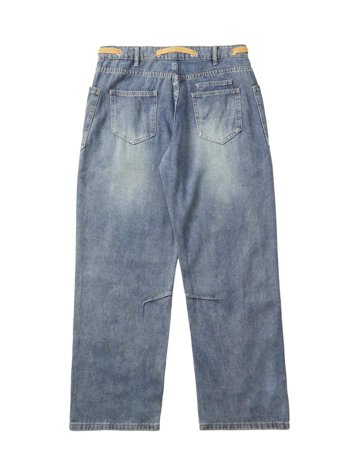 Thesupermade Drawstring Denim Patch Washed Jeans sold by Thesupermade product image thumbnail 2