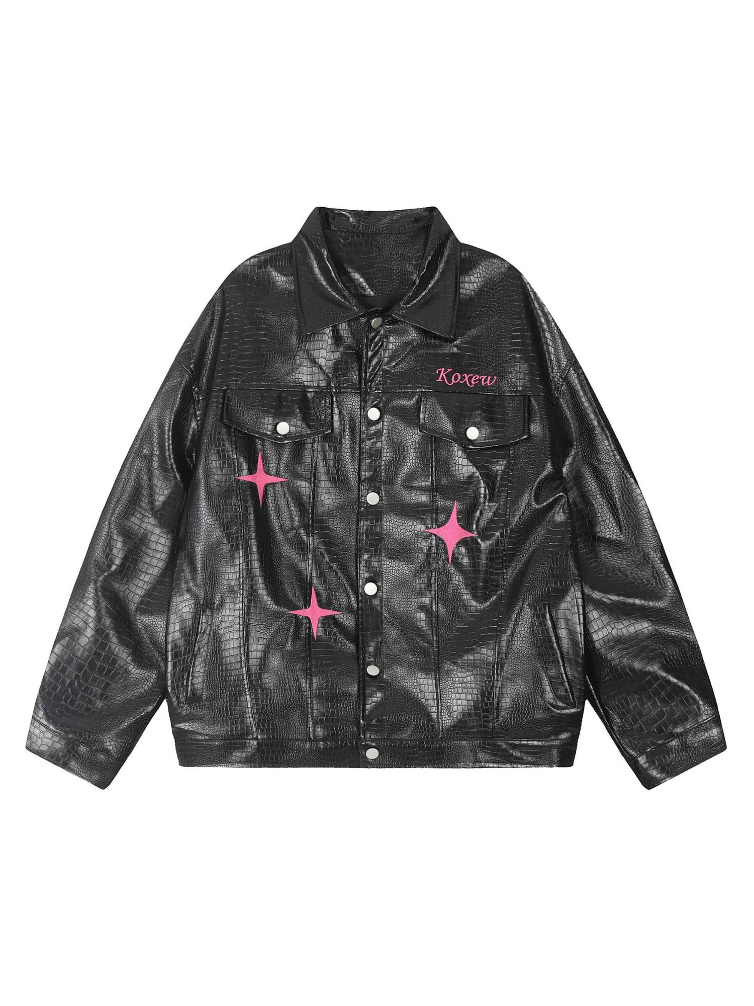 Thesupermade Star Embroidered PU Leather Jacket - 2358 sold by Thesupermade product image thumbnail 4