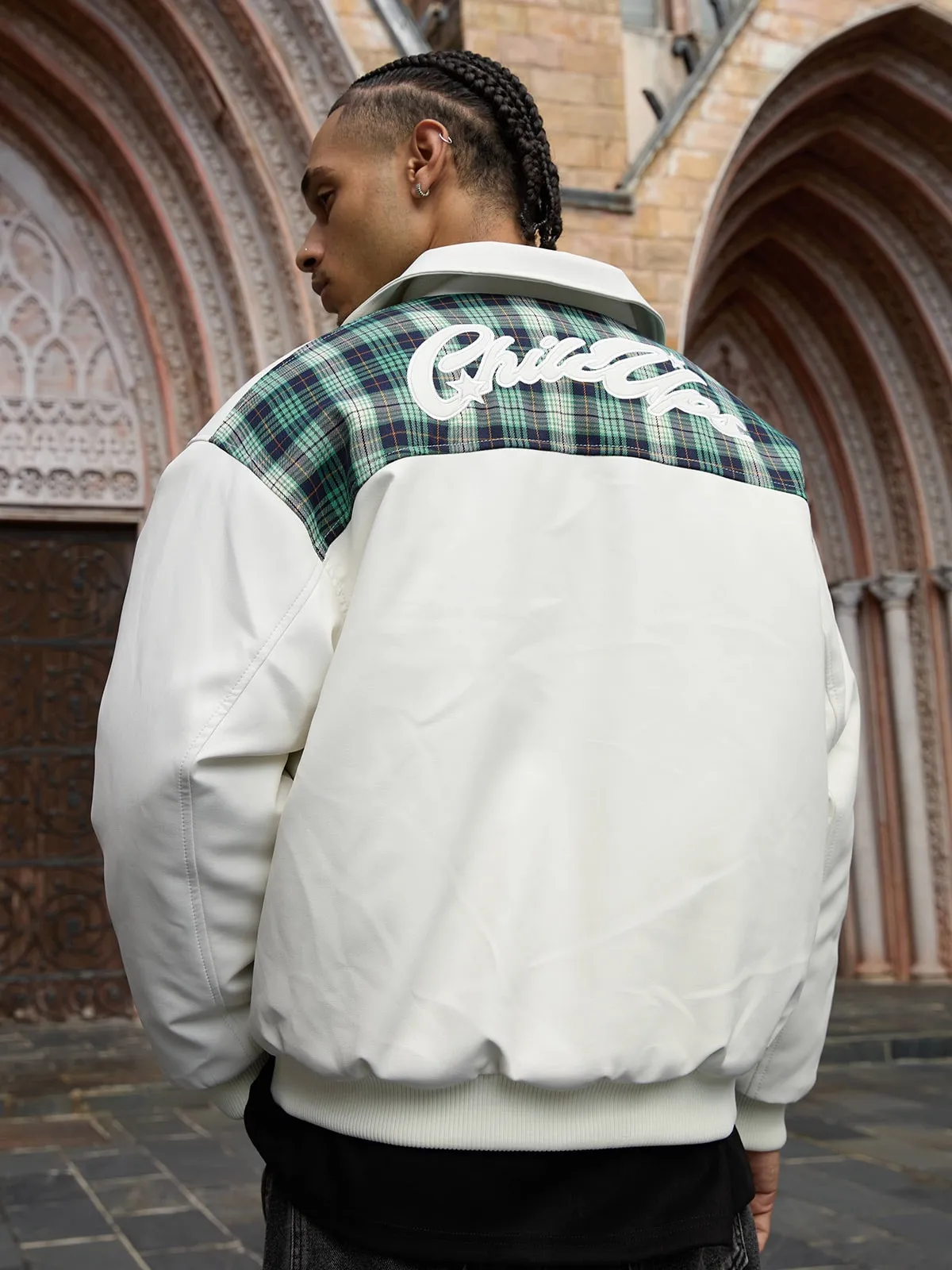 Thesupermade Patchwork PU Leather Quilted Jacket sold by Thesupermade product image thumbnail 2