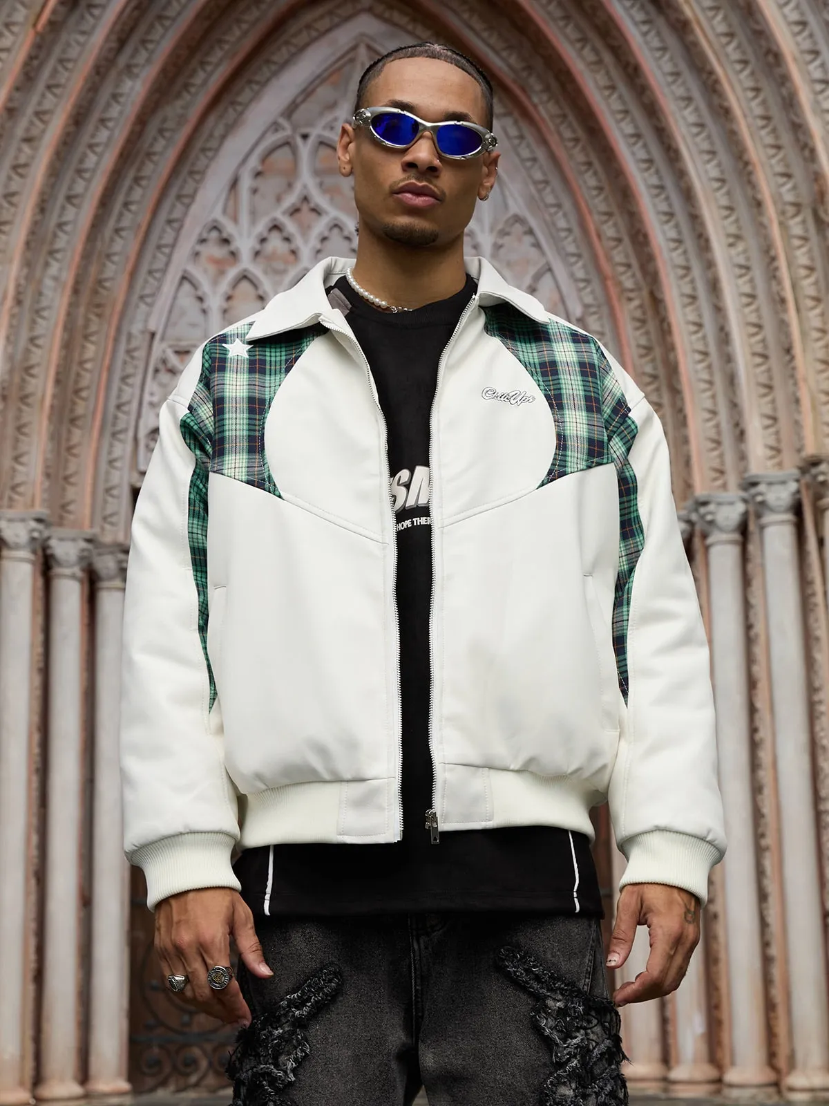 Thesupermade Patchwork PU Leather Quilted Jacket sold by Thesupermade