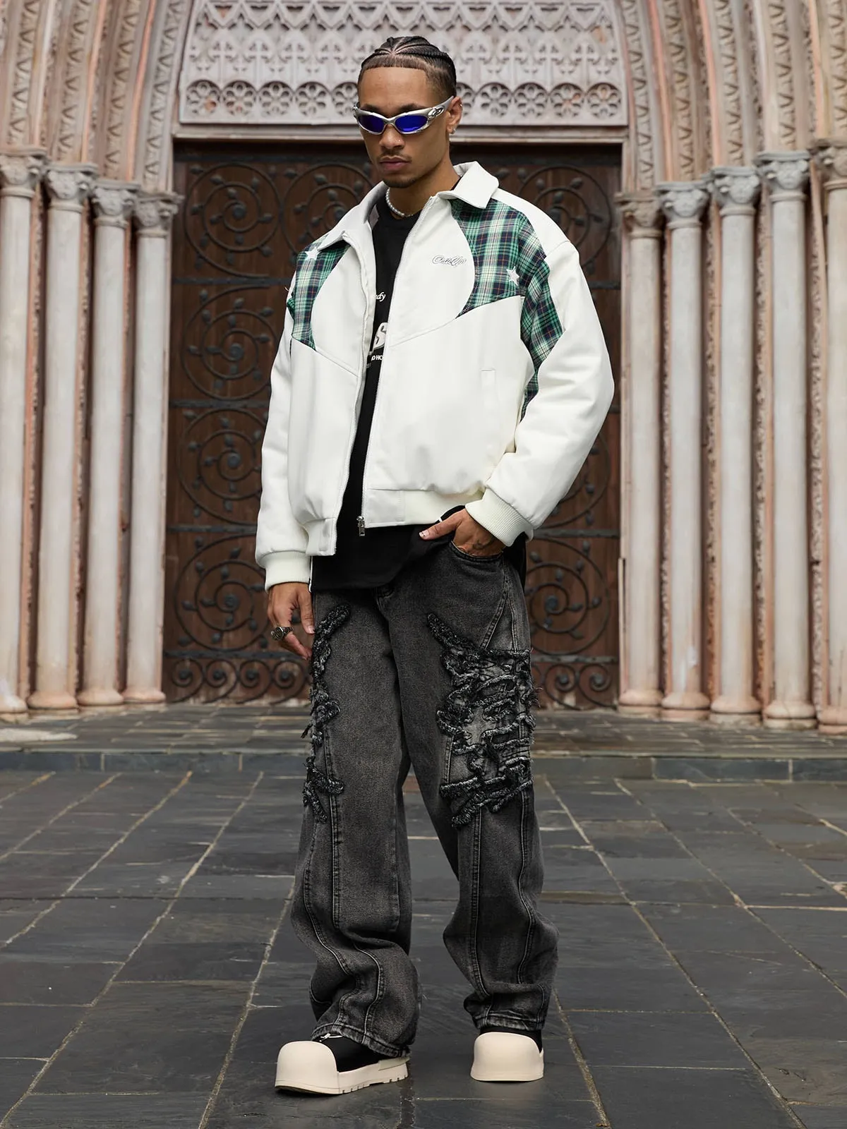 Thesupermade Patchwork PU Leather Quilted Jacket sold by Thesupermade product image thumbnail 4