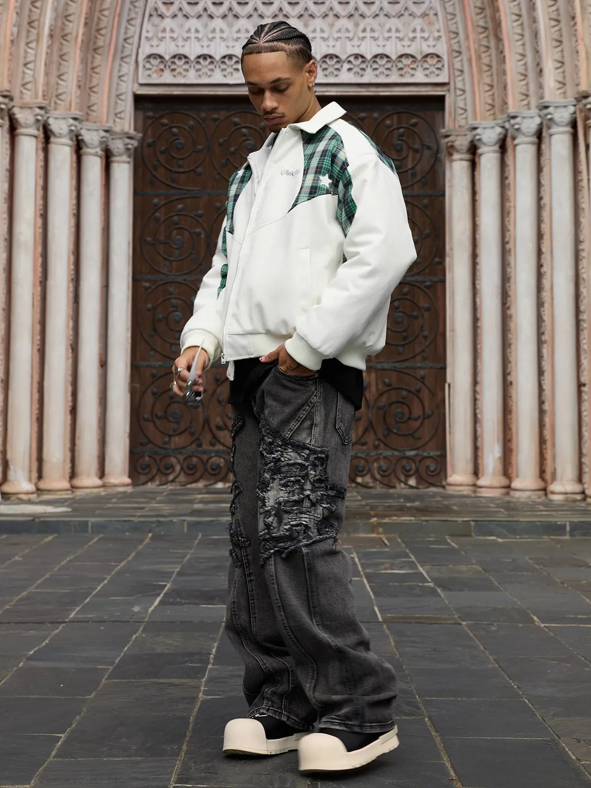 Thesupermade Patchwork PU Leather Quilted Jacket sold by Thesupermade product image thumbnail 5