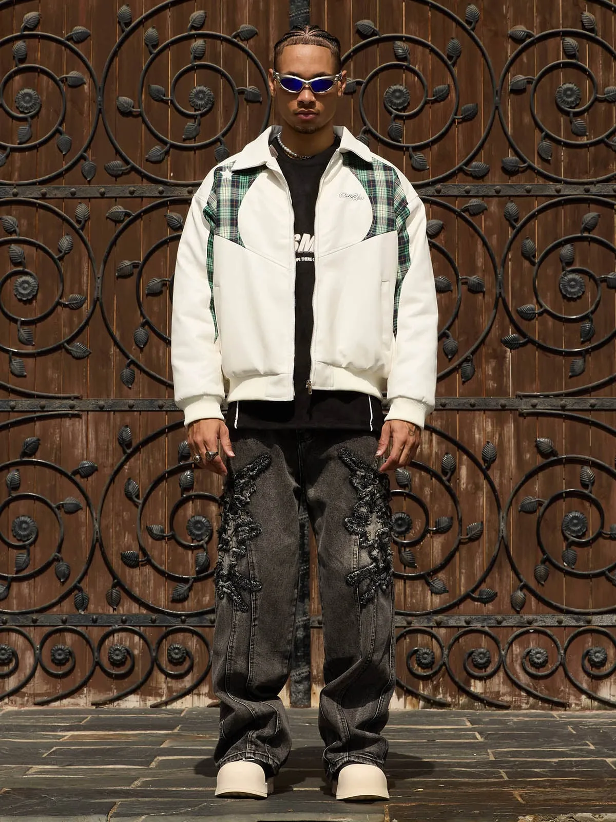 Thesupermade Patchwork PU Leather Quilted Jacket sold by Thesupermade product image thumbnail 3