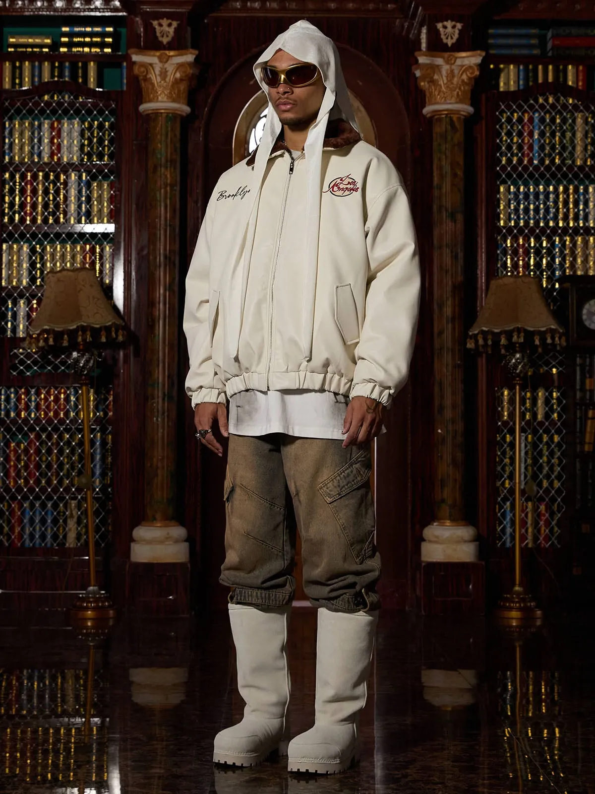 Thesupermade Embroidered Fur Collar PU leather Quilted Jacket - 2272 sold by Thesupermade product image thumbnail 2