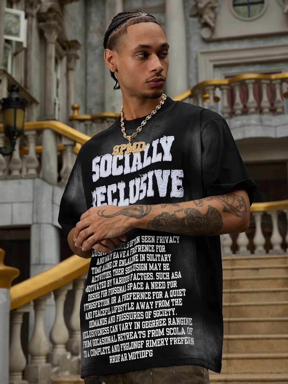 Thesupermade Tie-dye Lettering Print Crew Neck T-shirt sold by Thesupermade product image thumbnail 2