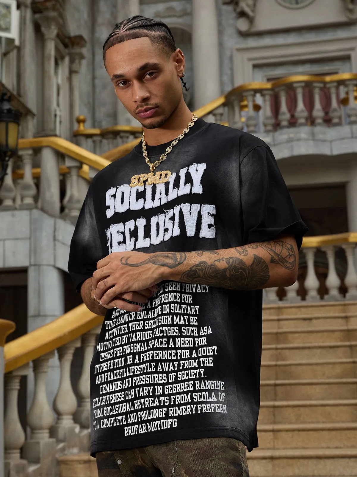 Thesupermade Tie-dye Lettering Print Crew Neck T-shirt sold by Thesupermade product image thumbnail 3