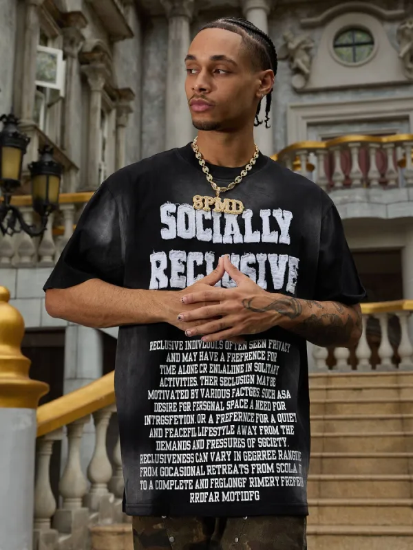 Thesupermade Tie-dye Lettering Print Crew Neck T-shirt sold by Thesupermade