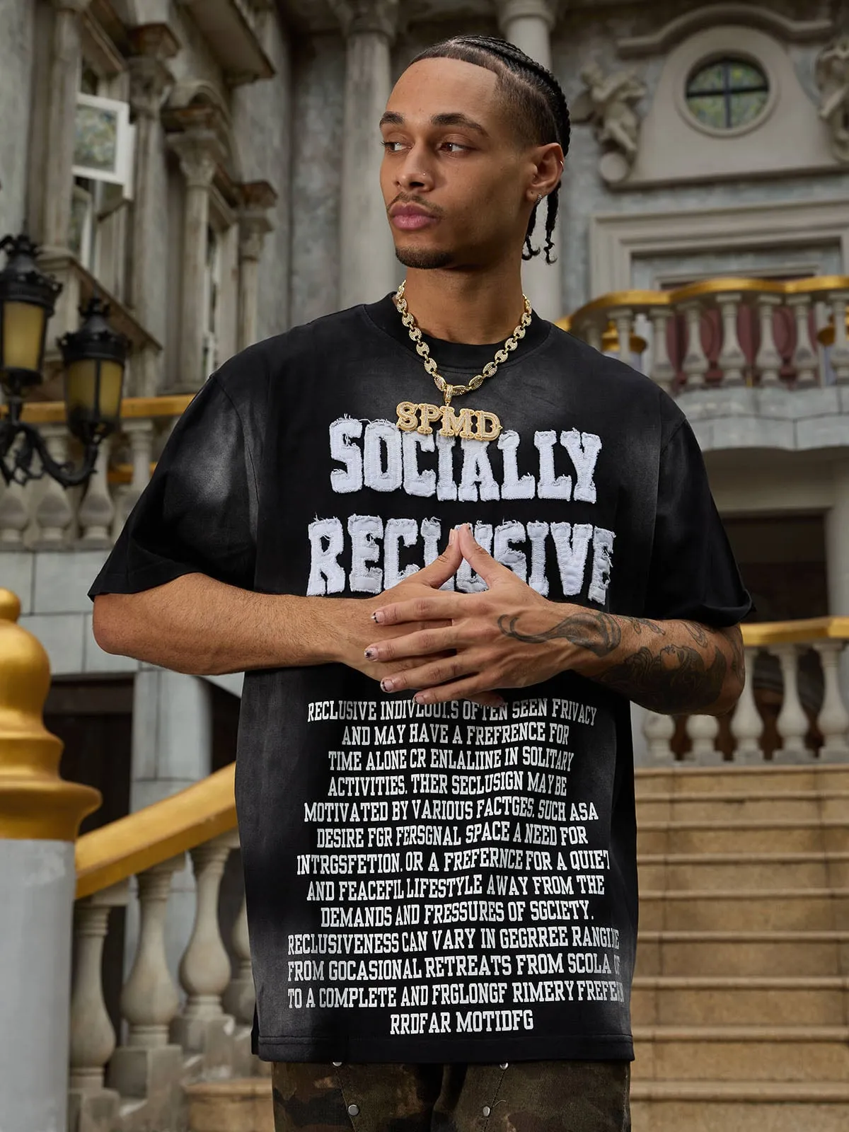 Thesupermade Tie-dye Lettering Print Crew Neck T-shirt sold by Thesupermade