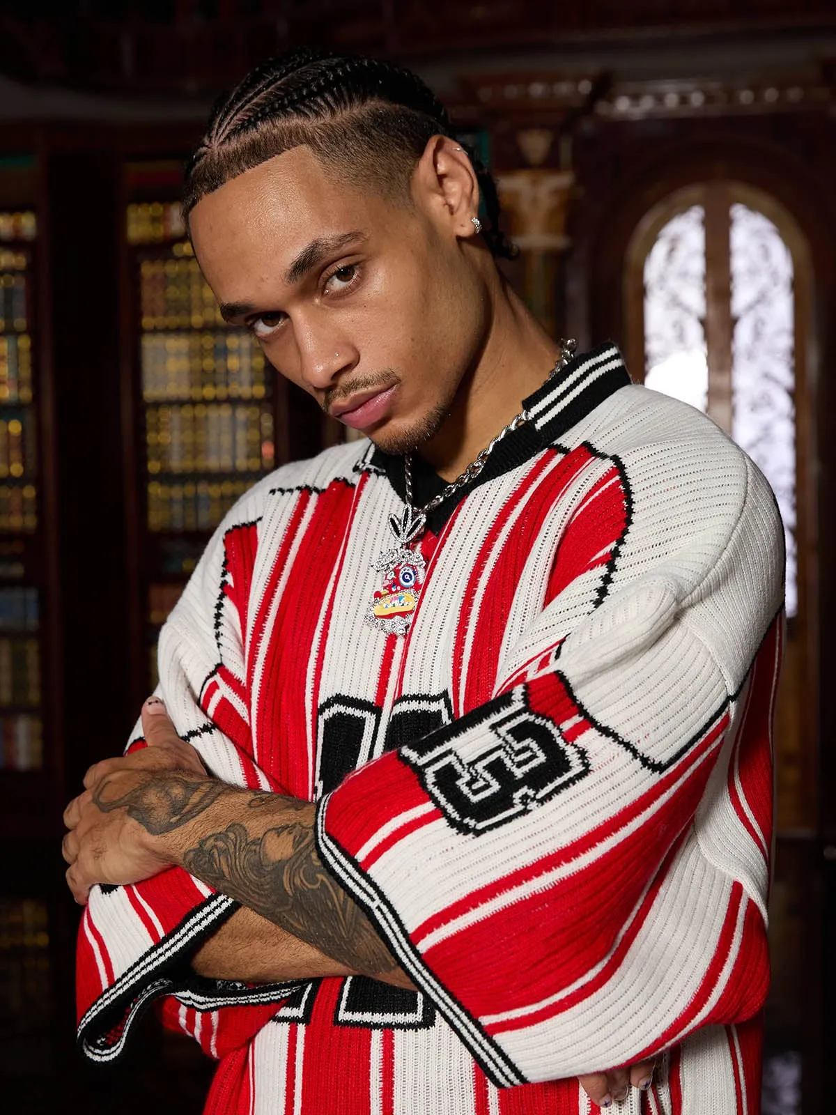 Thesupermade Vintage Striped Baseball Short-sleeved Knit Sweater - 2249 sold by Thesupermade product image thumbnail 3