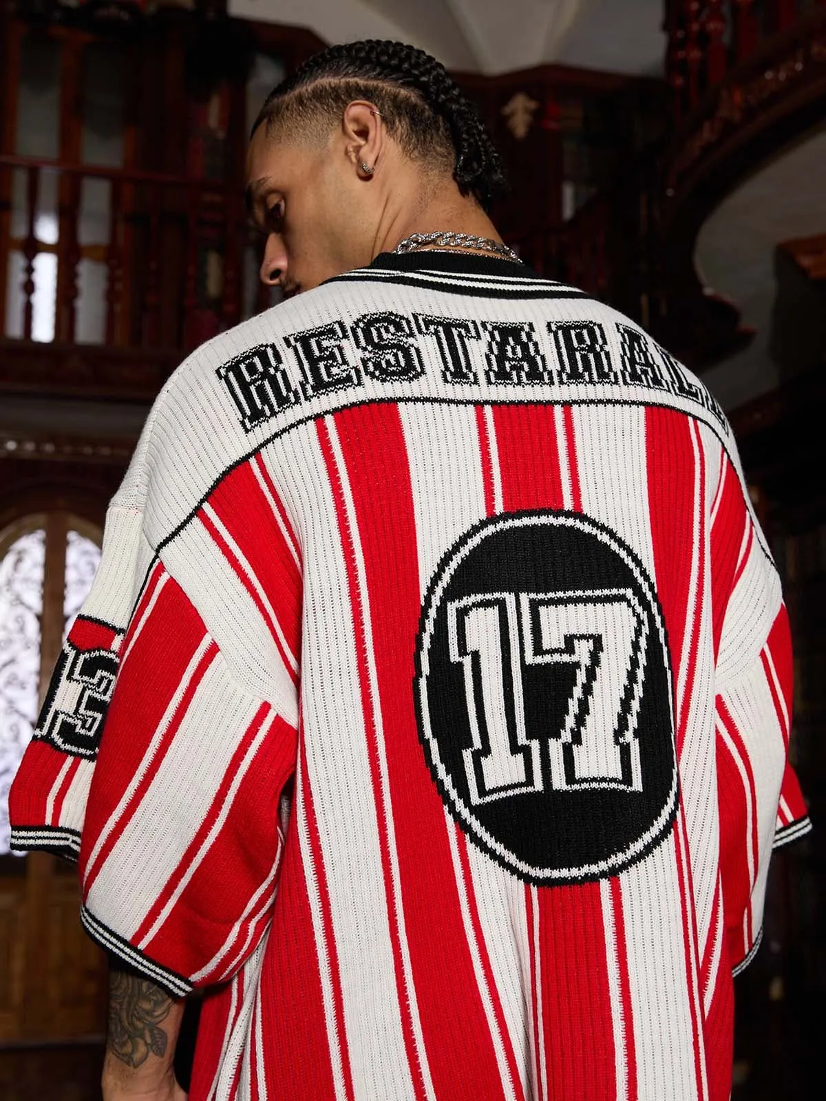 Thesupermade Vintage Striped Baseball Short-sleeved Knit Sweater - 2249 sold by Thesupermade product image thumbnail 4