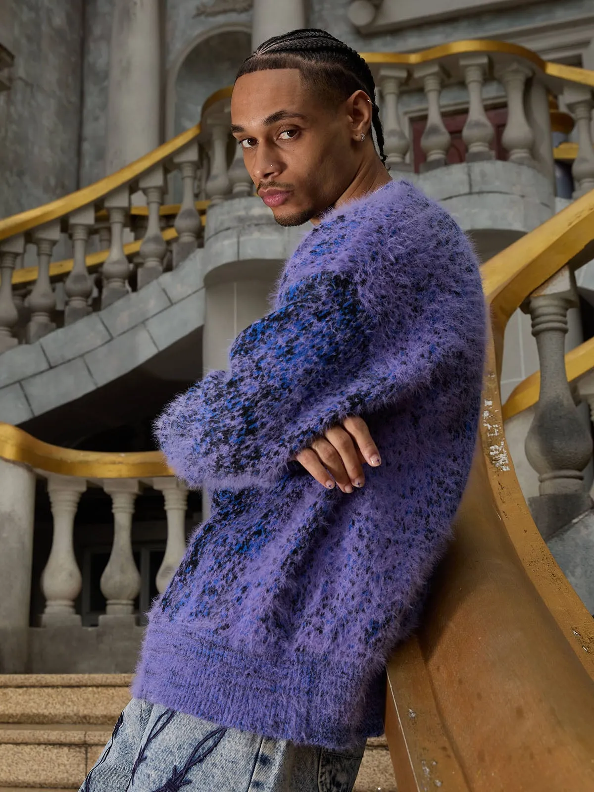 Thesupermade Gradient Mohair Tie-dye Crew Neck Sweater sold by Thesupermade product image thumbnail 3