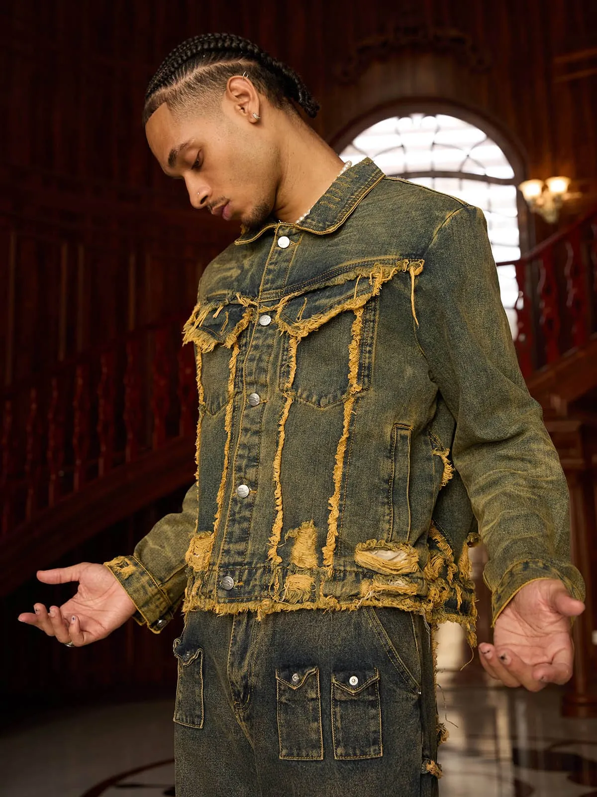 Thesupermade Distressed Washed Denim Jacket sold by Thesupermade product image thumbnail 2