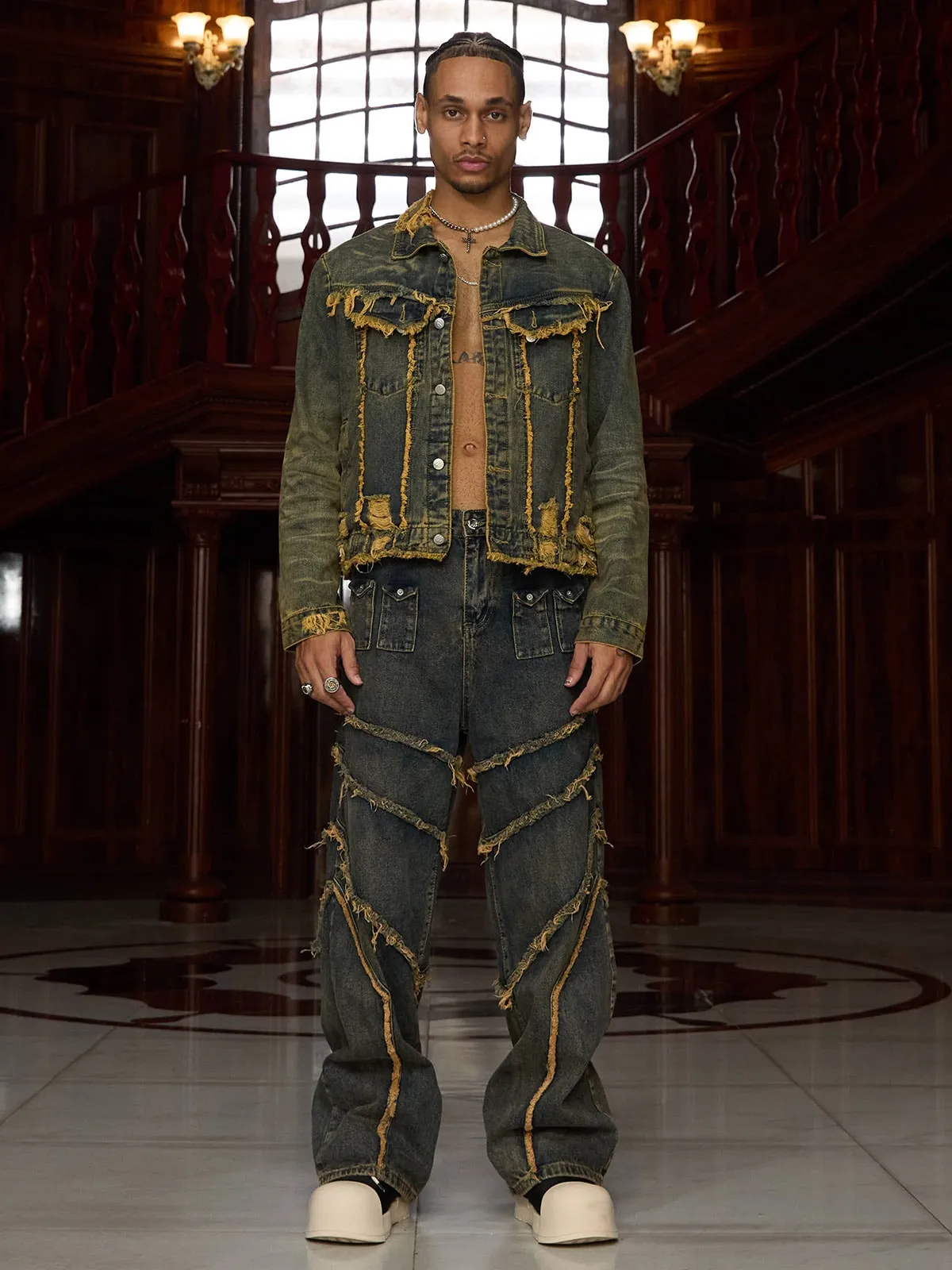 Thesupermade Distressed Washed Denim Jacket sold by Thesupermade product image thumbnail 5