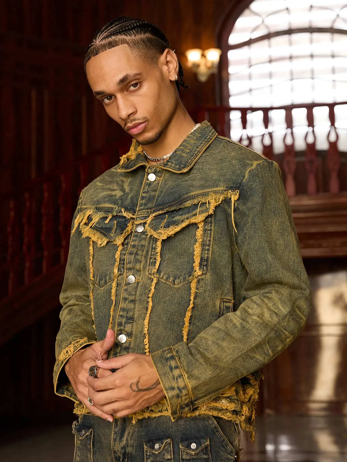 Thesupermade Distressed Washed Denim Jacket sold by Thesupermade