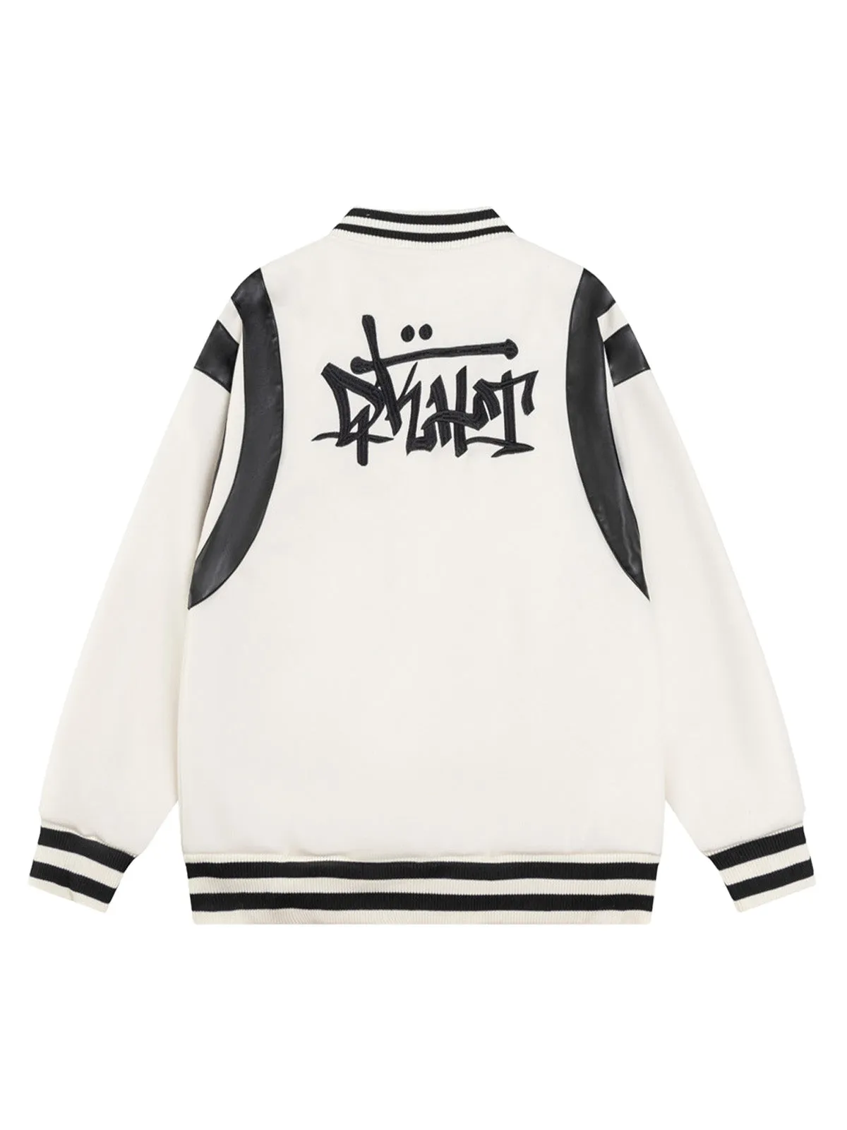 Thesupermade PU Leather Contrasting Letter Embroidery Jacket sold by Thesupermade product image thumbnail 2