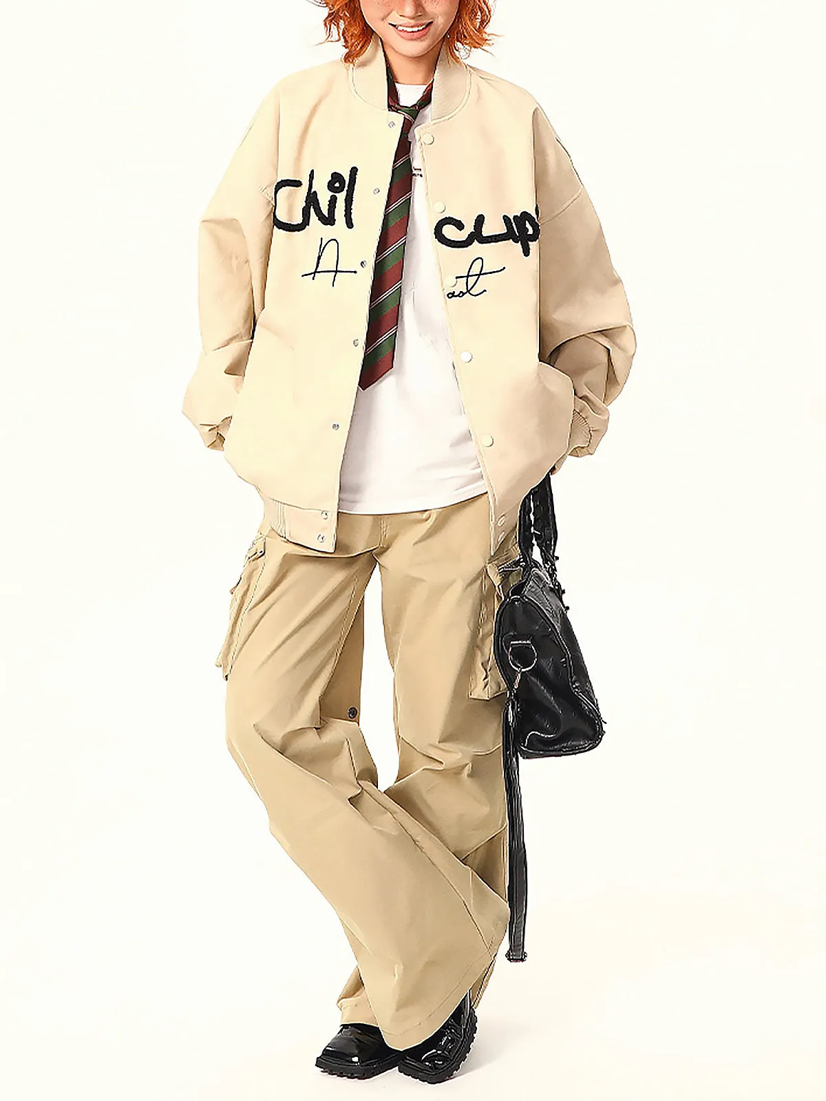 Thesupermade Contrast Color Embroidery Bomber Jacket sold by Thesupermade product image thumbnail 5