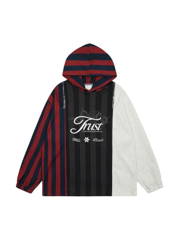 Thesupermade Vertical Striped Drop Shoulder Pullover Hoodie sold by Thesupermade