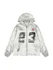 Thesupermade Silver Leather  Motorcycle Hooded Jacket sold by Thesupermade