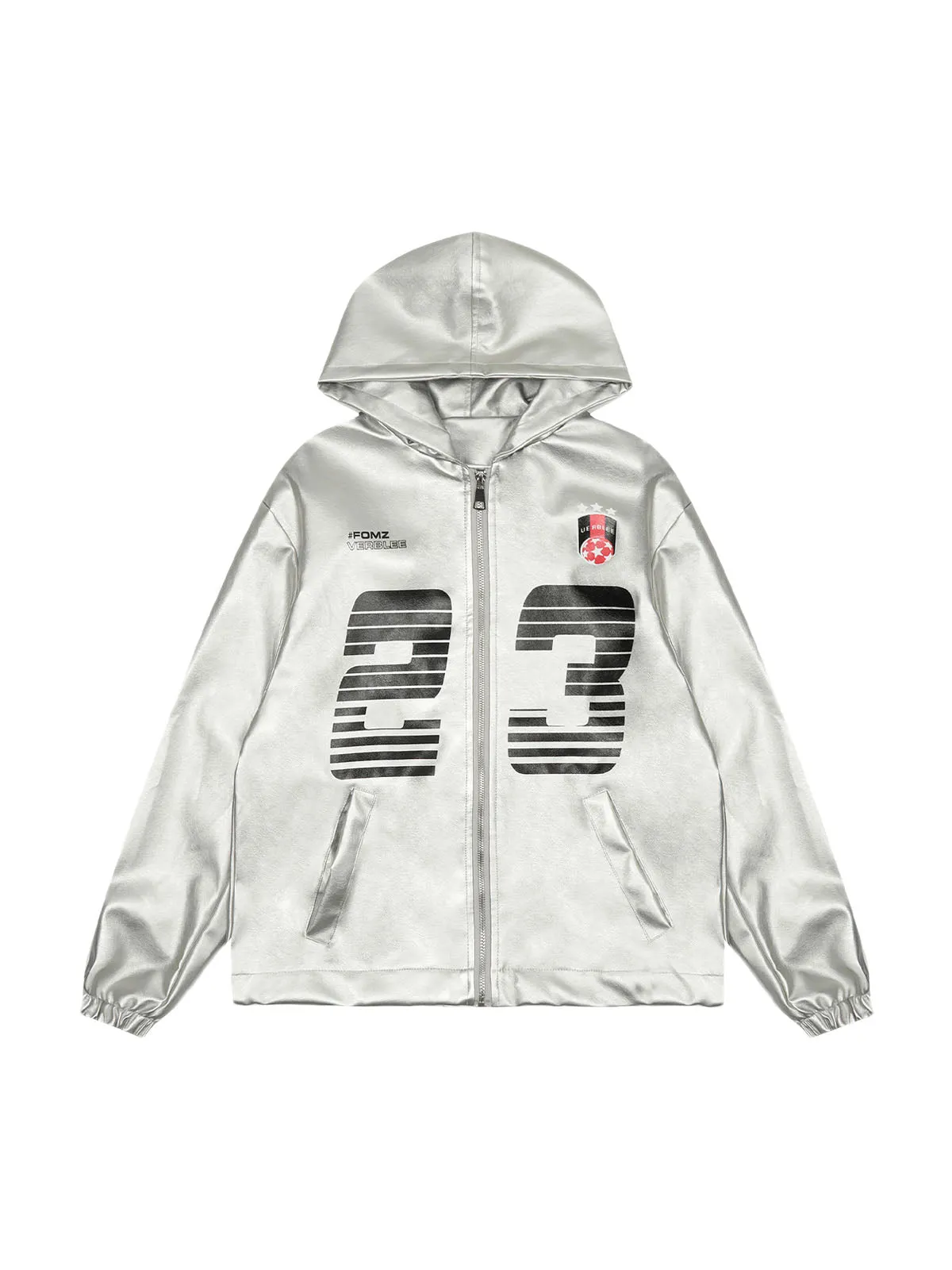 Thesupermade Silver Leather Motorcycle Hooded Jacket sold by Thesupermade