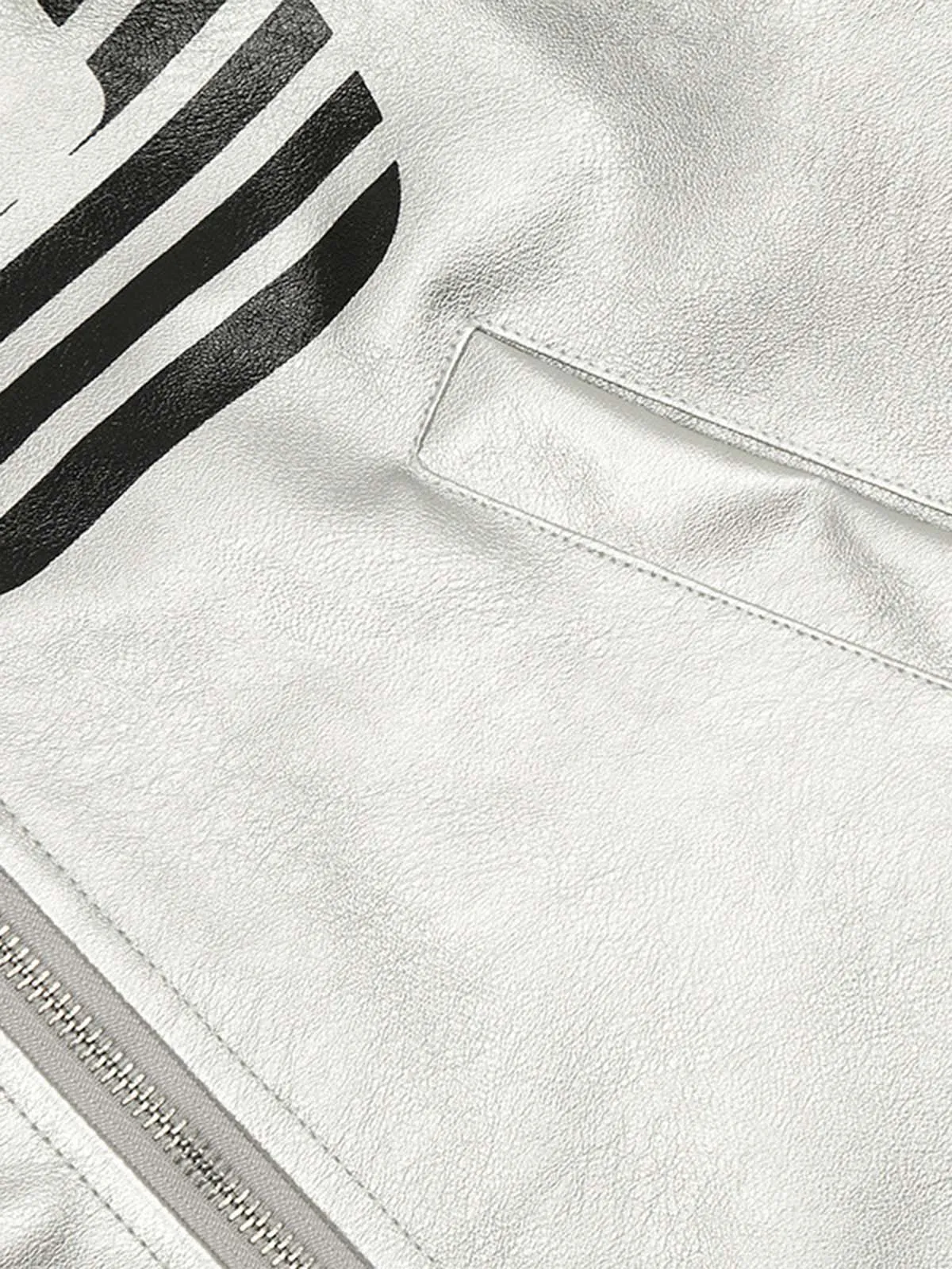 Thesupermade Silver Leather Motorcycle Hooded Jacket sold by Thesupermade product image thumbnail 4