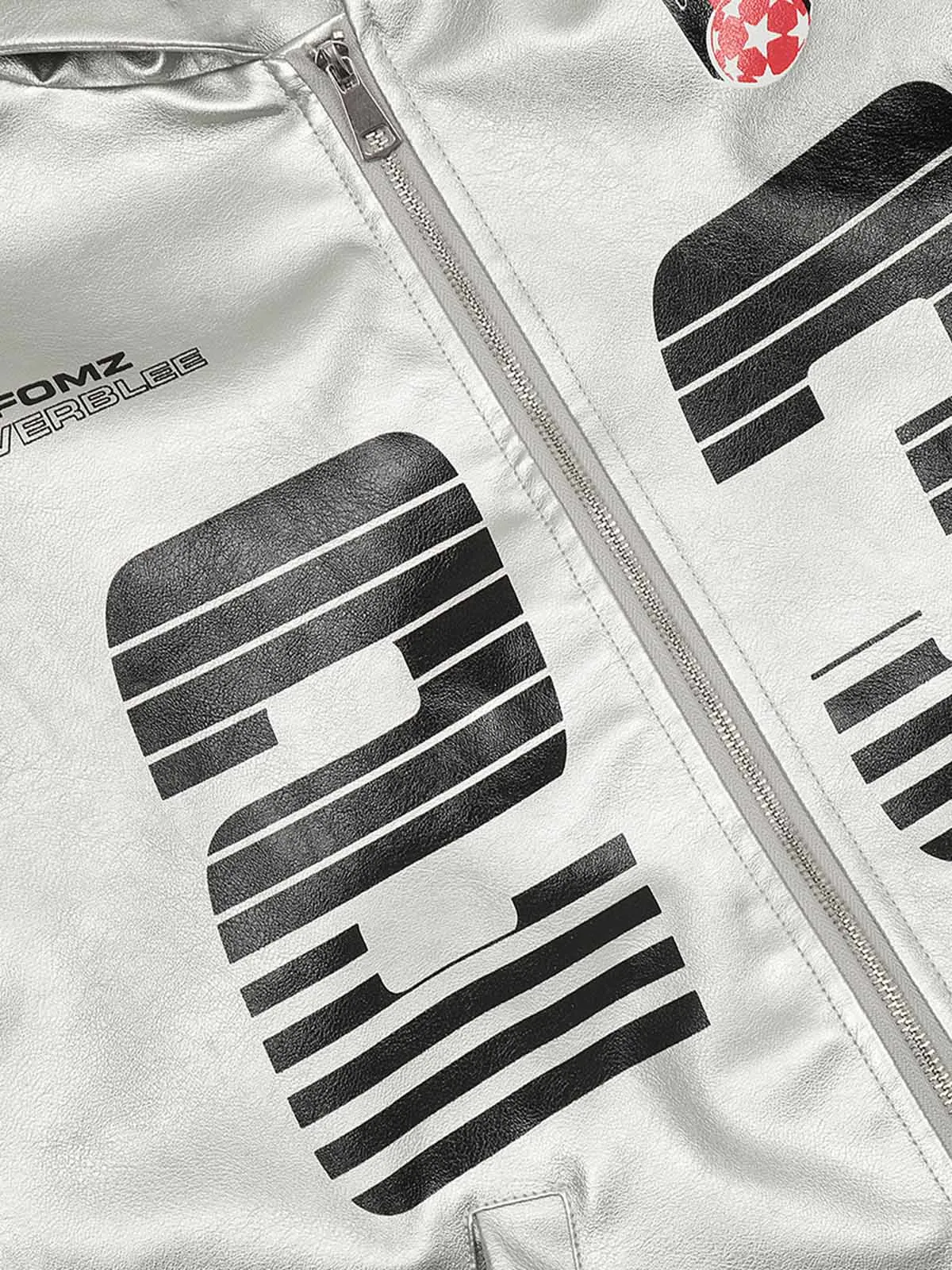 Thesupermade Silver Leather Motorcycle Hooded Jacket sold by Thesupermade product image thumbnail 5