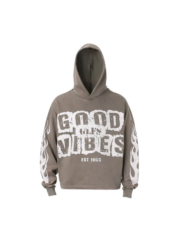 Thesupermade Retro Letter Printed Pullover Hoodie sold by Thesupermade