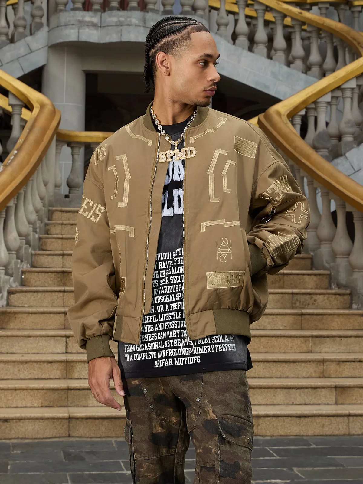 Thesupermade Lettering Embroidered Baseball Jacket sold by Thesupermade product image thumbnail 5