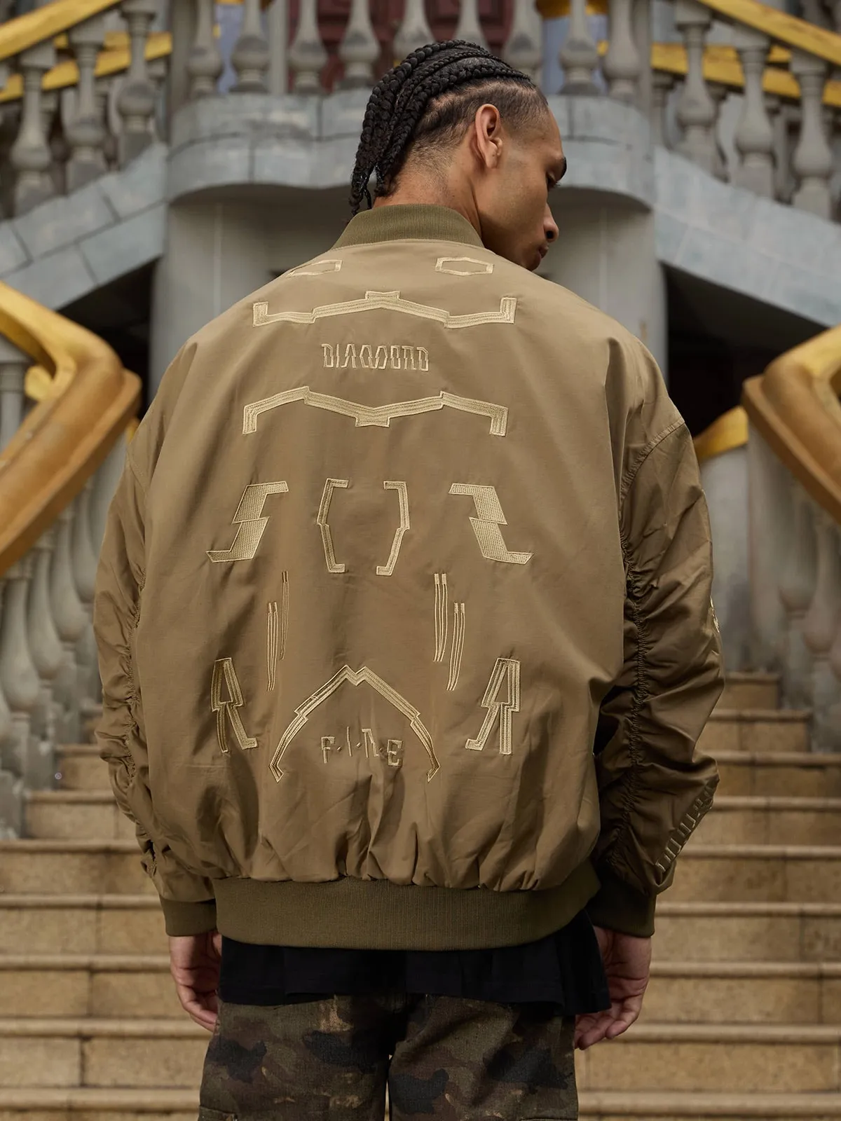 Thesupermade Lettering Embroidered Baseball Jacket sold by Thesupermade product image thumbnail 4