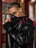 Thesupermade Paneled Spine Pleated Cropped Leather Biker Jacket sold by Thesupermade