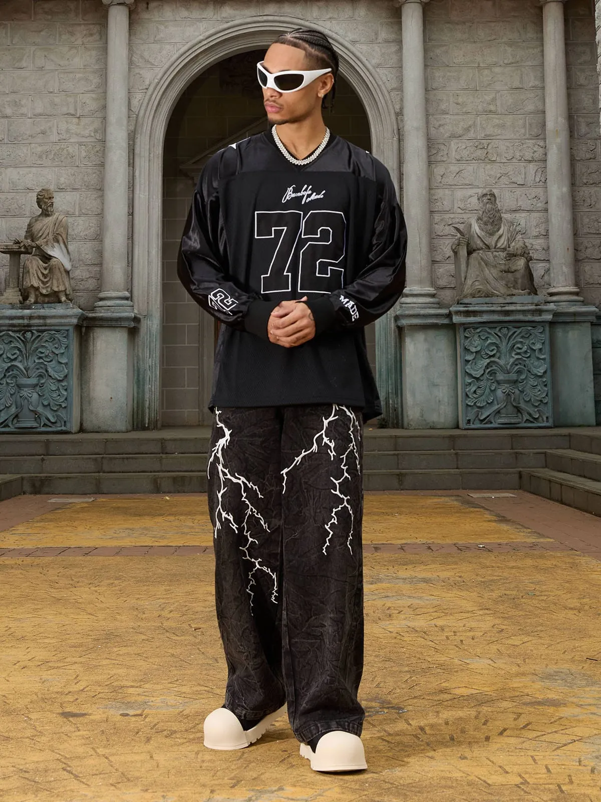 Thesupermade Mesh Jersey Patchowork Long Sleeve T-Shirt sold by Thesupermade product image thumbnail 2