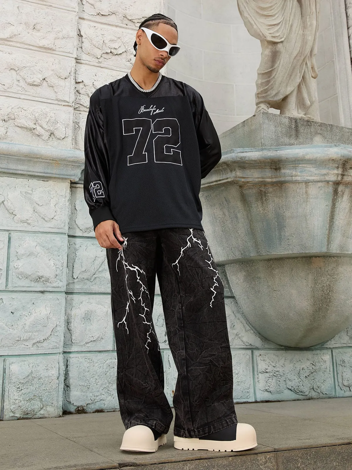 Thesupermade Mesh Jersey Patchowork Long Sleeve T-Shirt sold by Thesupermade product image thumbnail 4