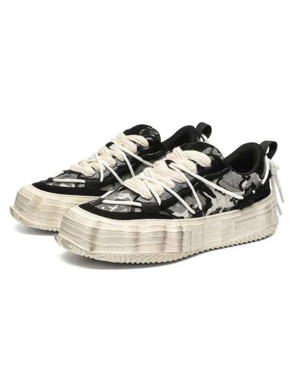 Thesupermade Retro Distressed Platform Sneakers sold by Thesupermade